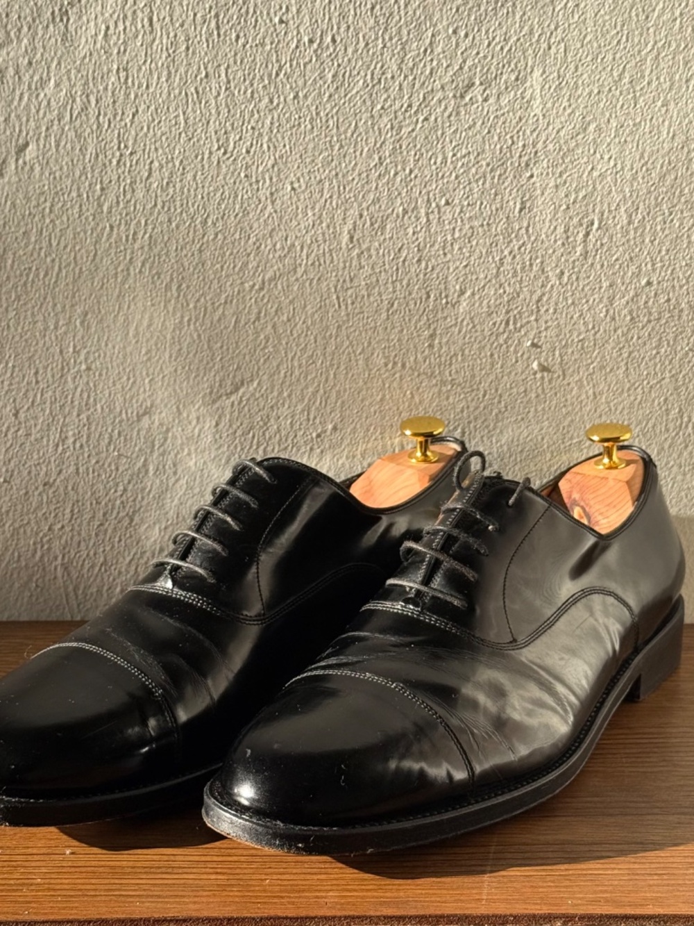 Salvatore Ferragamo Black Patent Leather Cap Toe Oxford Dress Shoes Mens Size 13 - Picture 2 of 9
